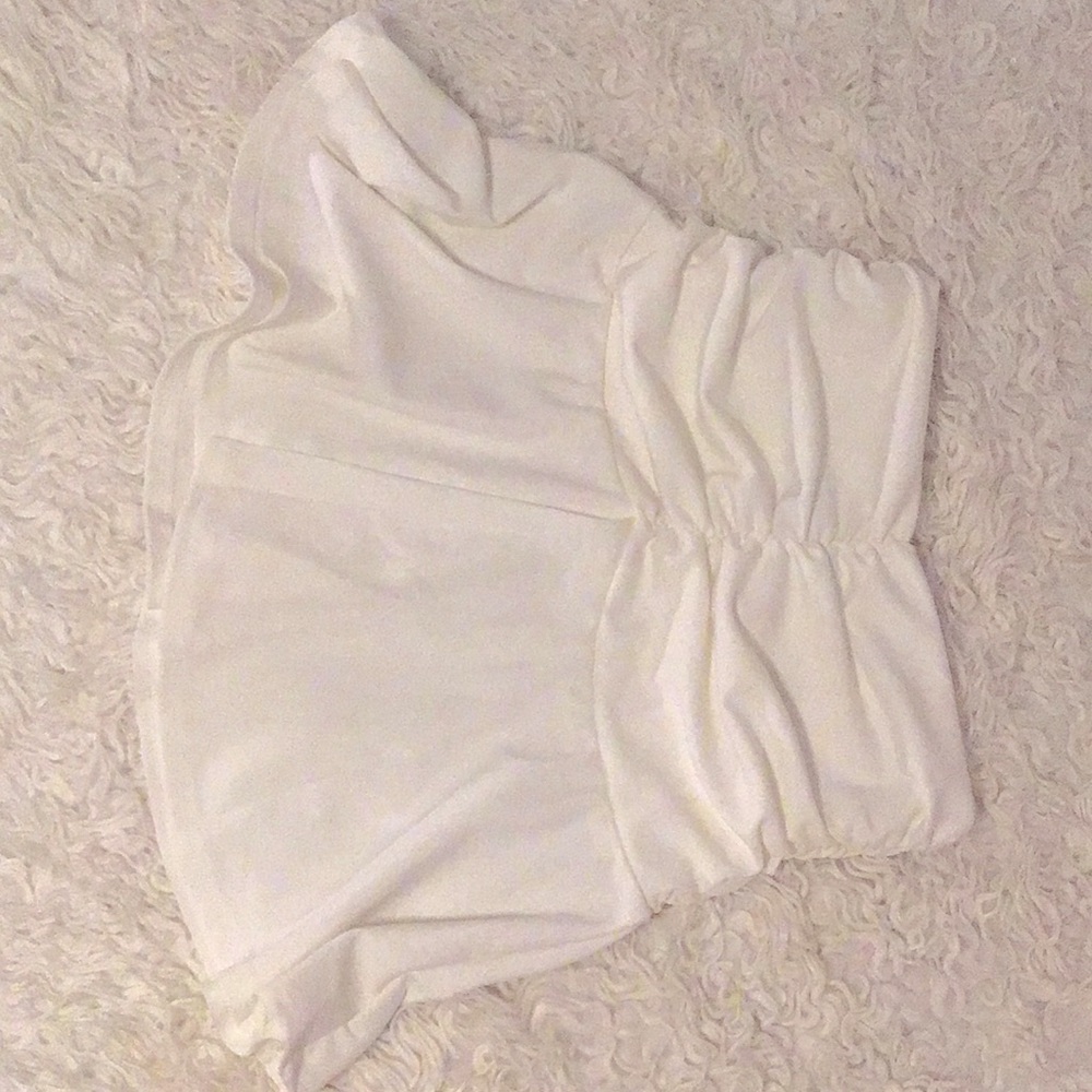 Ruched Waisted White Miniskirt
